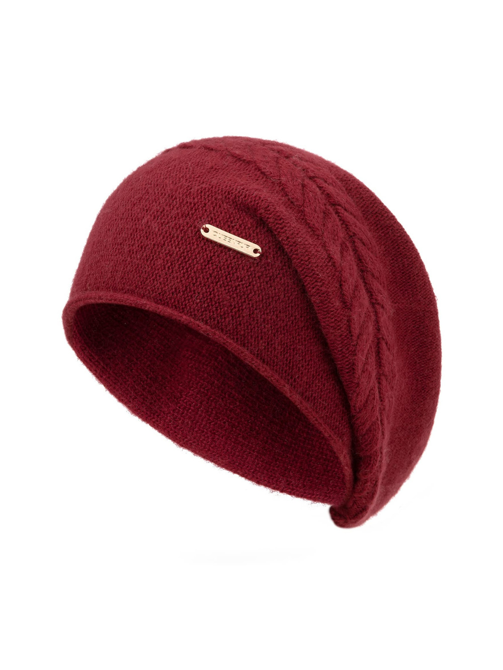 Knit Slouchy Beanie Hats for Women Cashmere Ski Cap Knitted | Burgundy | Size OS